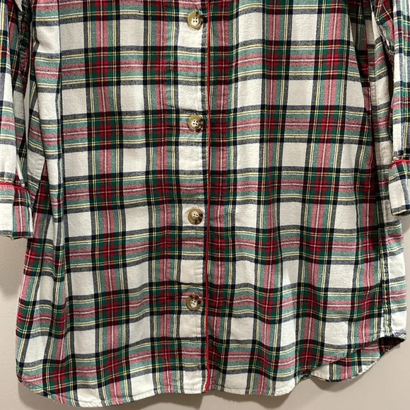 Lauren Ralph Lauren Flannel Plaid Button Front Collared Sleepshirt Pocket L - Picture 3 of 16